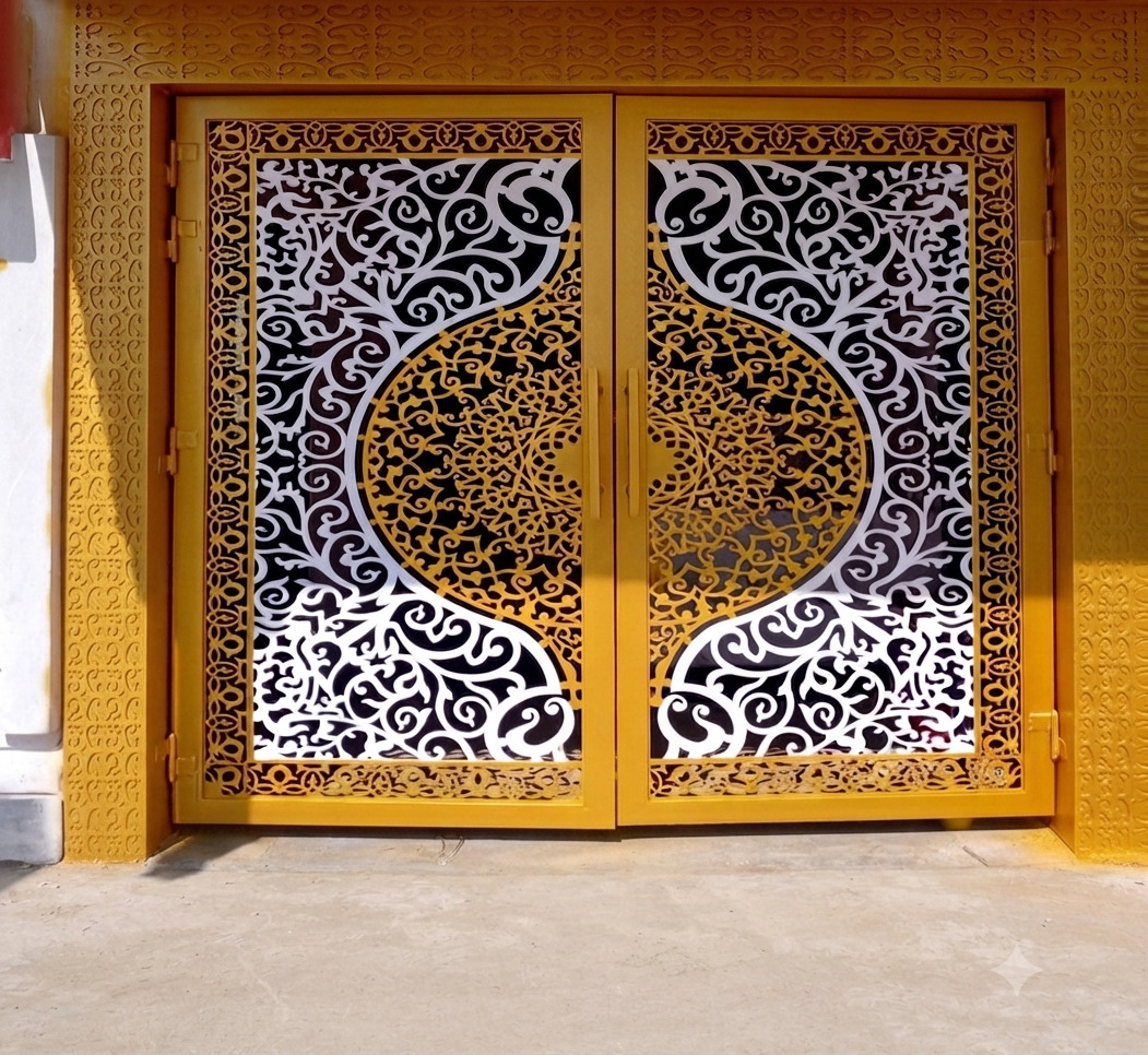 Gold Silver Decorative Double Door