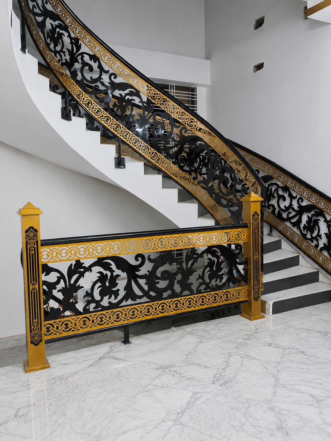 Ornate Black Gold Stair Railing